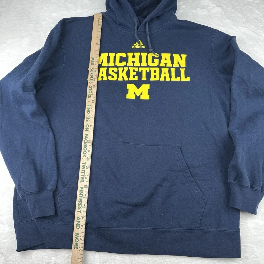 Michigan Wolverines Basketball Y2K Adidas Hoodie Blue Sweatshirt Graphic Mens XL